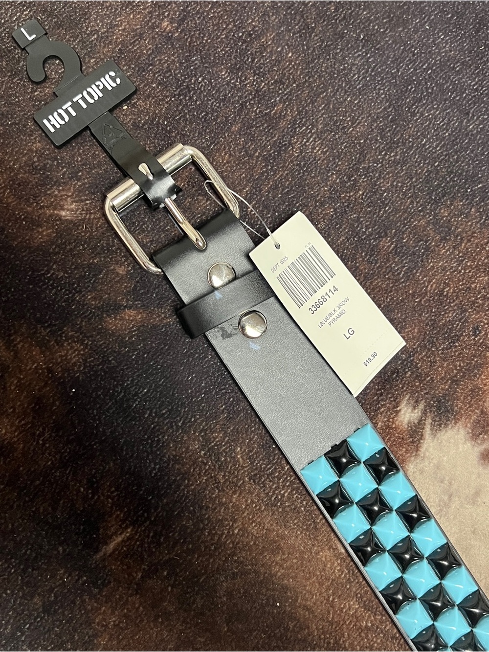 Hot Topic Black Belt with Turquoise Pyramid Studs